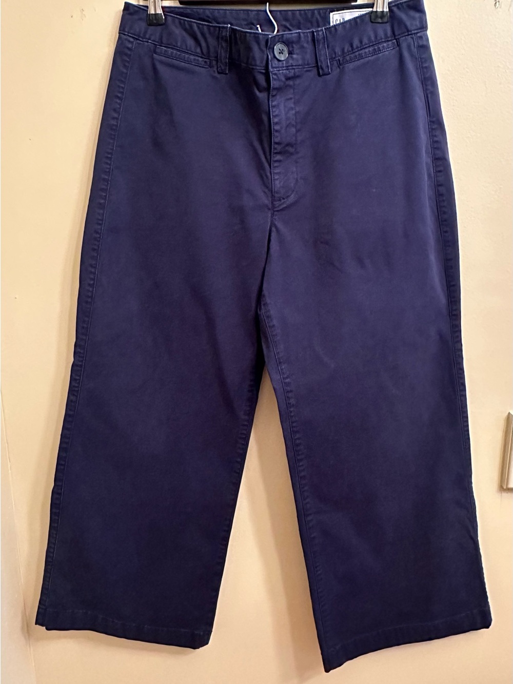 GAP High Rise Stride Ankle Pants Women's 12 P Navy Wide Leg Cropped Chino 1154 - Picture 2 of 7